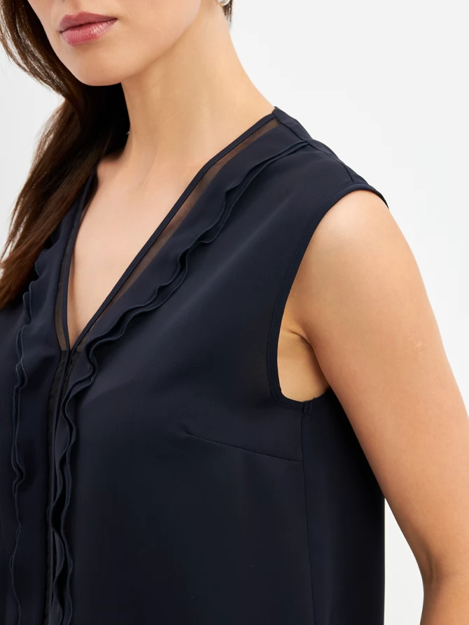 Топсо вставкой из органзы OD-975-2 синий