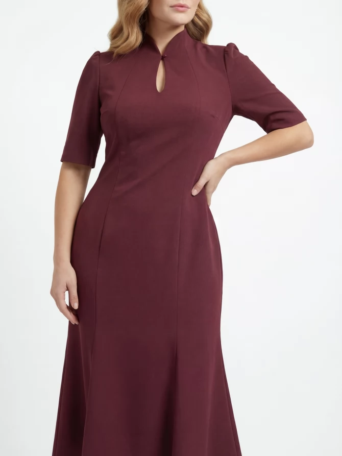 Платье воротник-капля OD-761-3  бордо