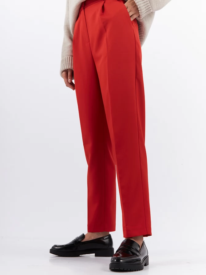 Брюки укороченные бордовые с высокой посадкой OD-877-4