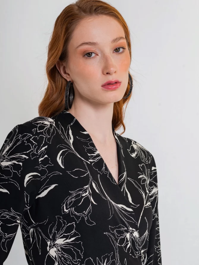 Платье на запах OD-810-2 черный