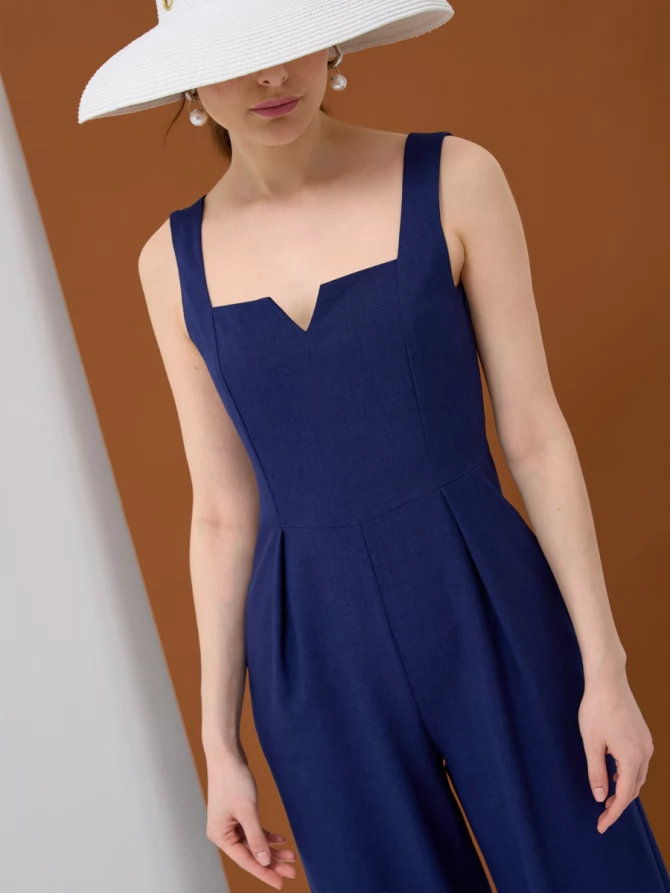 Комбинезон лен OD-804-1 синий