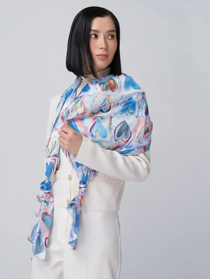 Палантин женский с акварельным принтом