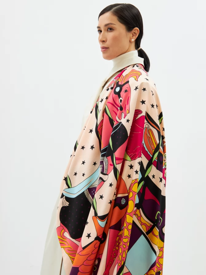 Платок женский двусторонний с принтом Арт-Деко LO-1255-2