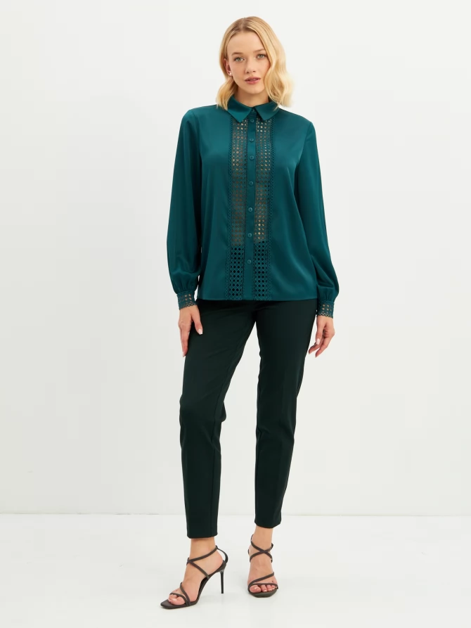Блузка с кружевом OD-808-3 зеленый