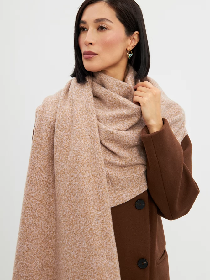 Палантин женский меланжевый с бахромой