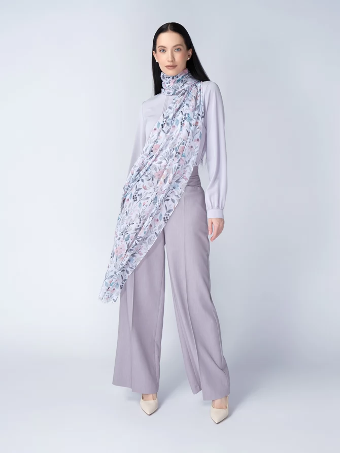 Палантин женский с воздушным цветочным принтом