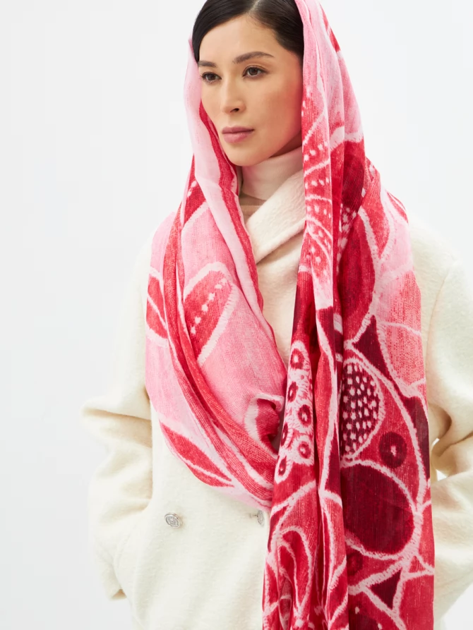 Палантин женский двусторонний с принтом арт-деко D2H-135-2