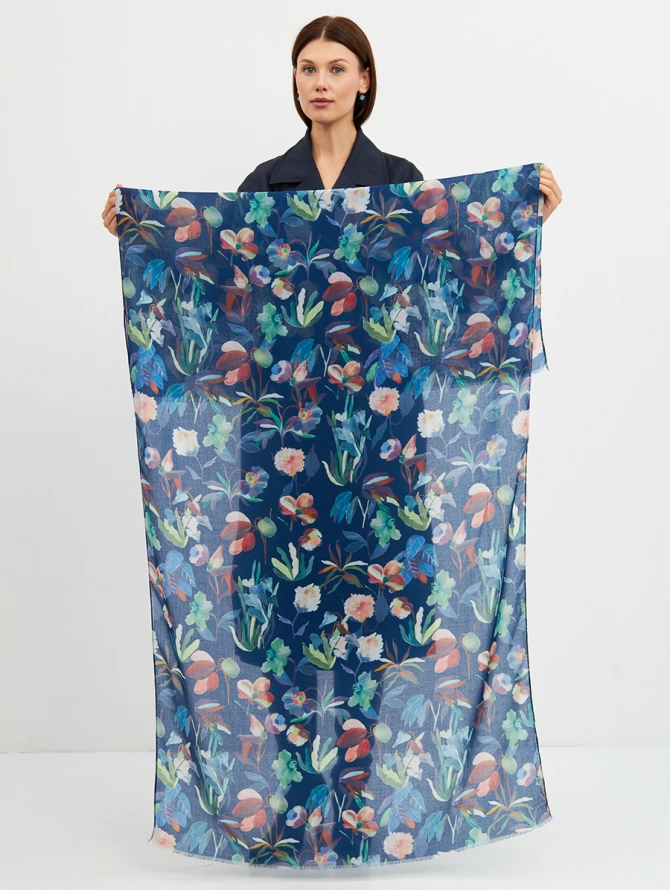 Палантин женский с цветочным принтом