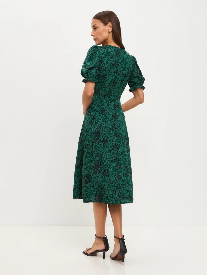 Платье штапель OD-712-8 зеленый с черным