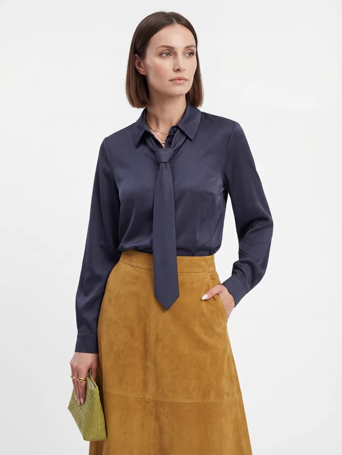 Блузка с галстуком графит