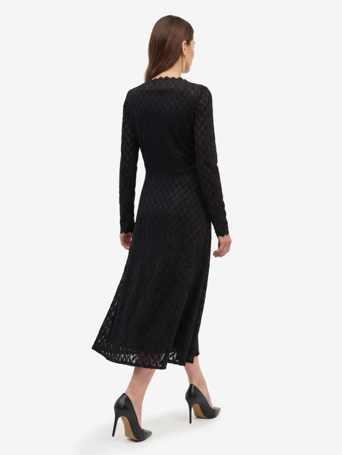 Платье из трикотажного кружева OD-904-3 черный с фестонами