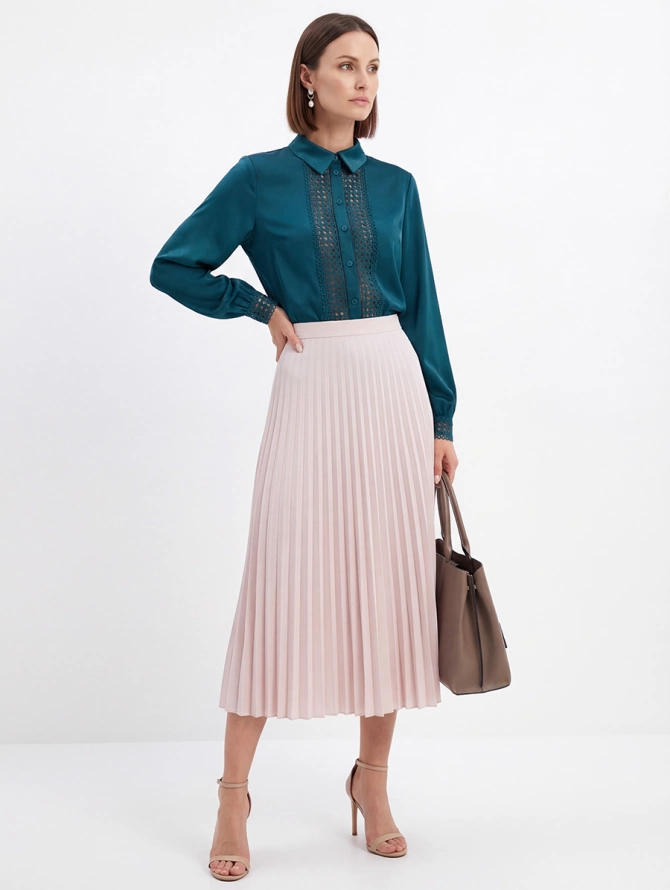 Блузка с кружевом OD-808-3 зеленая