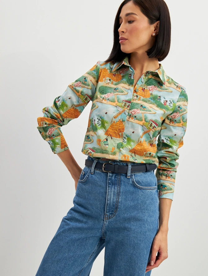 Блузка классическая с принтом 'Китайские дети'