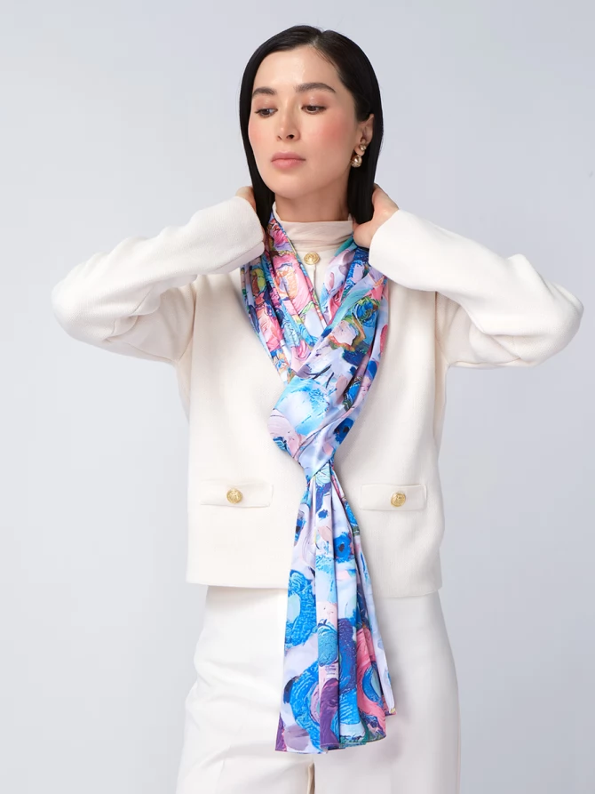 Палантин женский с авторским цветочным принтом KSH16-14510-2