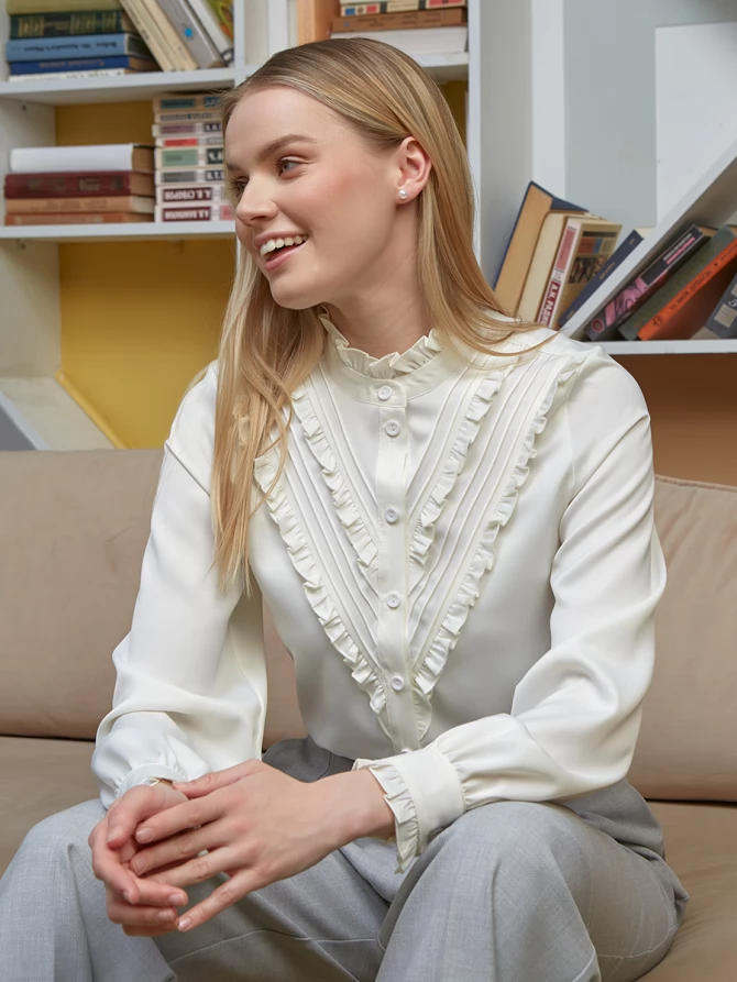 Блузка с рюшами OD-884-4 белый