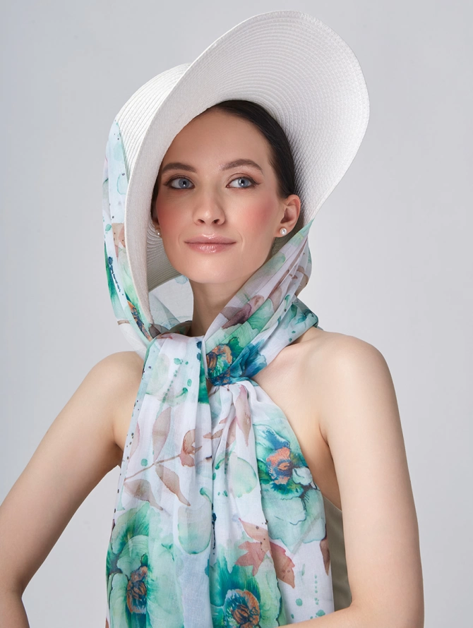 Палантин женский с акварельным принтом KSH16-123-1