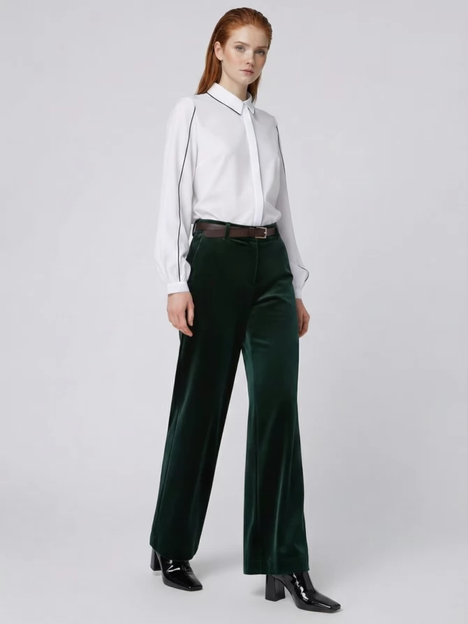 Блузка с контрасной строчкой OD-871-1 белый