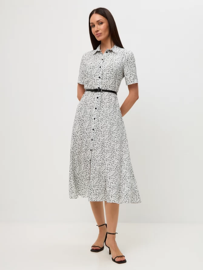 Платье-халат OD-873-2 веточки на белом