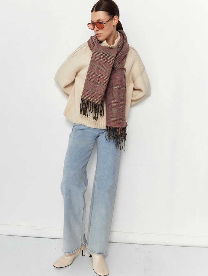 Палантин женский объемный в клетку