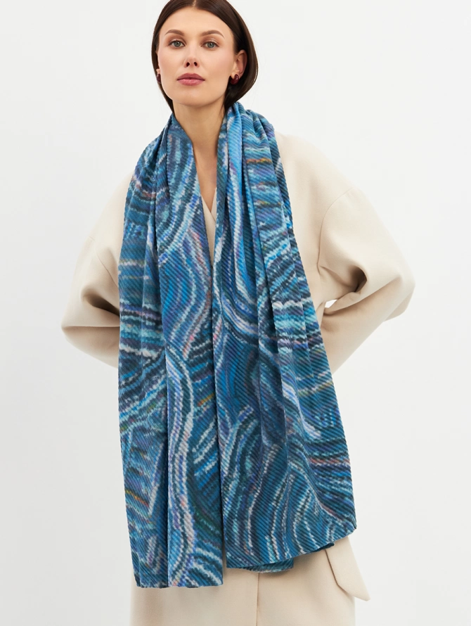 Палантин женский с двусторонним волнистым принтом