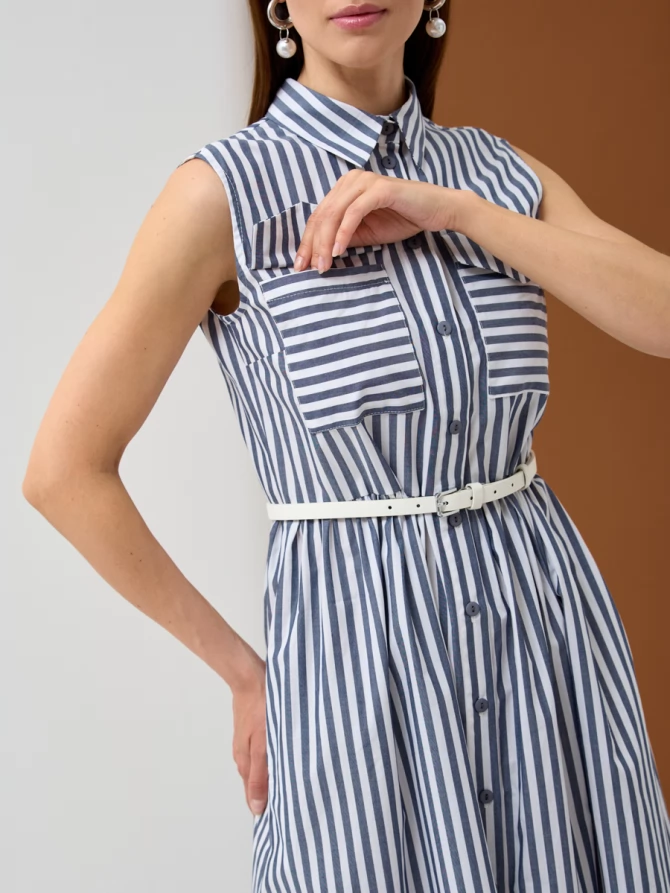 Платье хлопок OD-800-2 полоса синяя