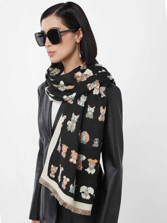 Палантин двусторонний с принтом 'Щенки'