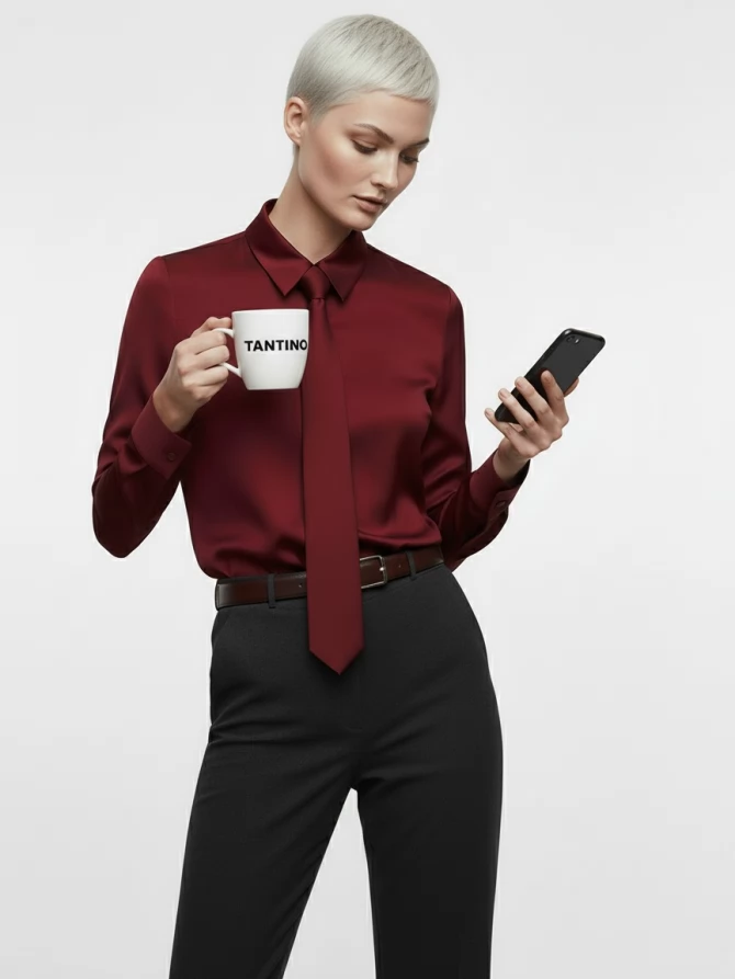 Блузка с галстуком  OD-881-6 бордовый