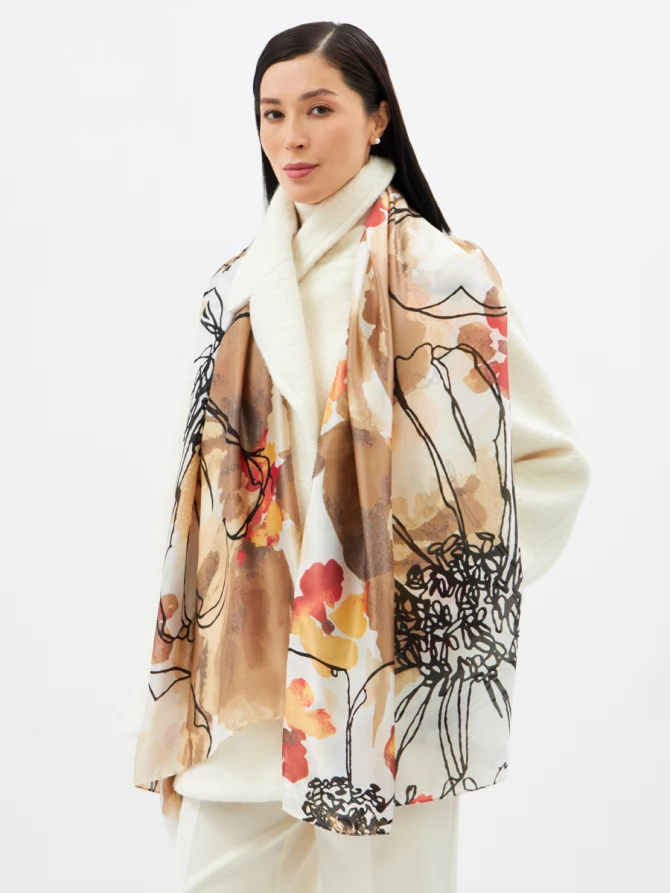 Палантин двусторонний с принтом арт-деко