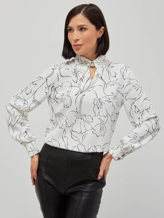 Блузка с вырезом OD-813-1 белая