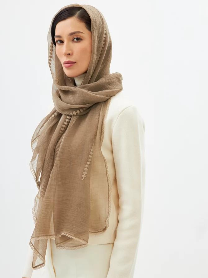 Палантин женский с вышивкой арт-деко BB-135-83