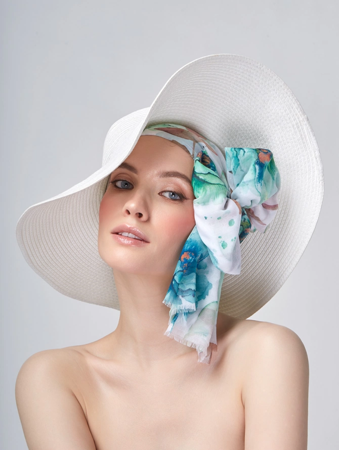 Палантин женский с акварельным принтом KSH16-123-1