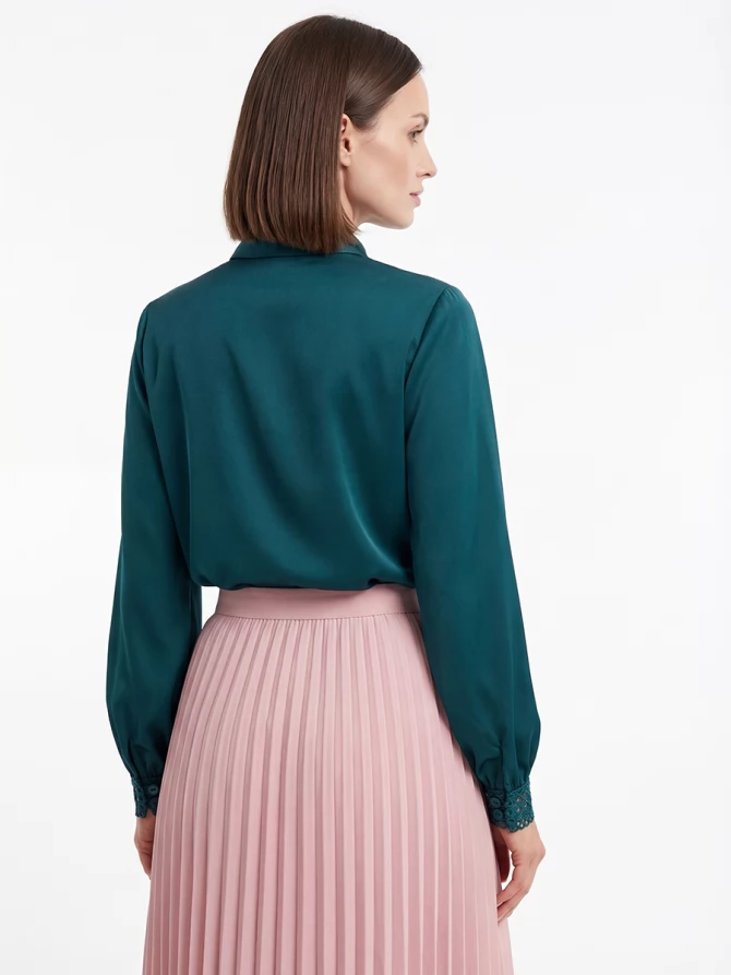 Блузка с кружевом OD-808-3 зеленый