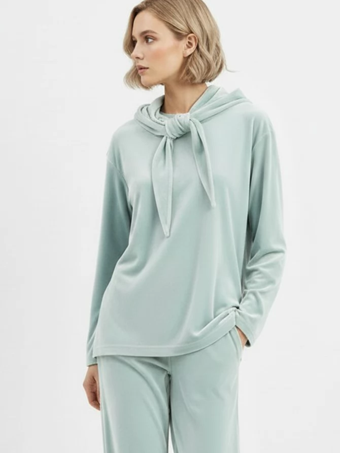 Костюм из велюра со съемным капюшоном и резинкой в комплекте OD-1009-2 зеленый