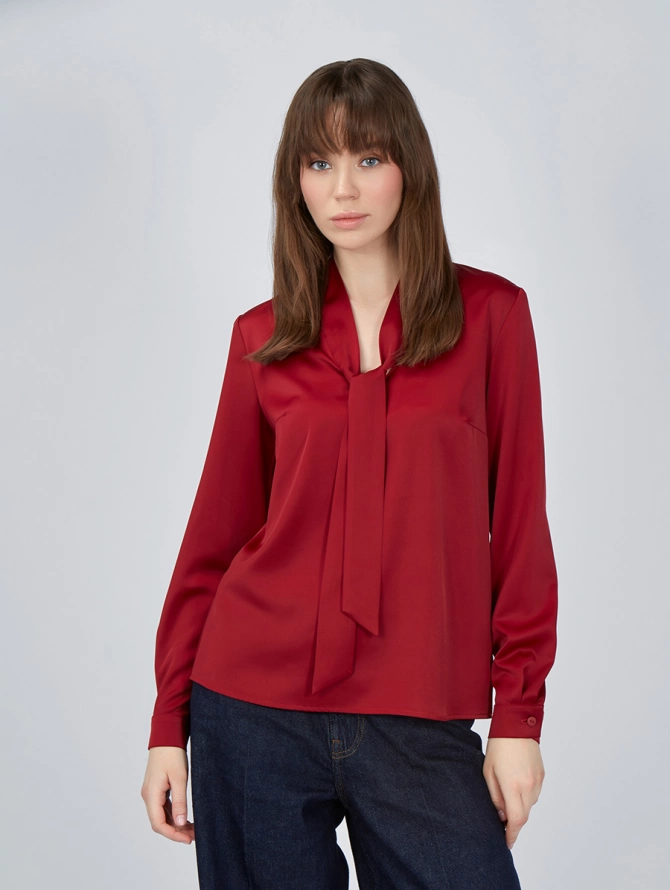Блузка с завязками OD-812-3 бордовая