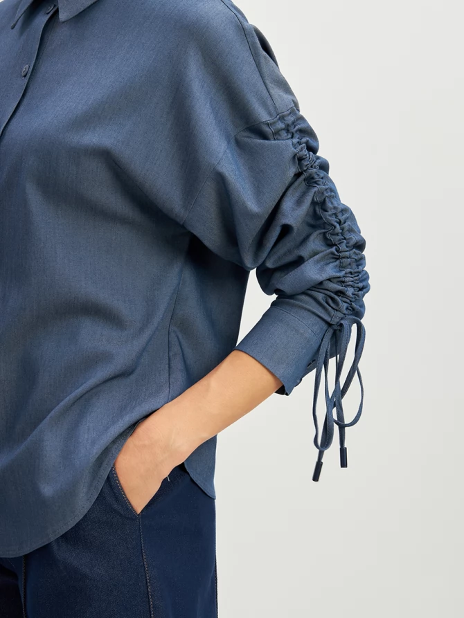 Блузка тонкая джинса OD-858-4 темный джинс