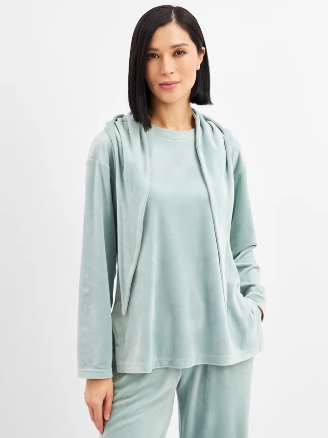 Костюм из велюра со съемным капюшоном и резинкой в комплекте OD-1009-2 зеленый