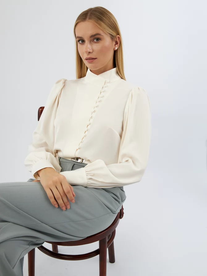 Блуза-косоворотка много пуговиц OD-550-16 сливочный