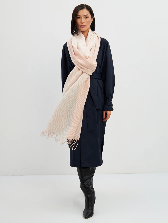 Палантин двусторонний меланжевый с кистями