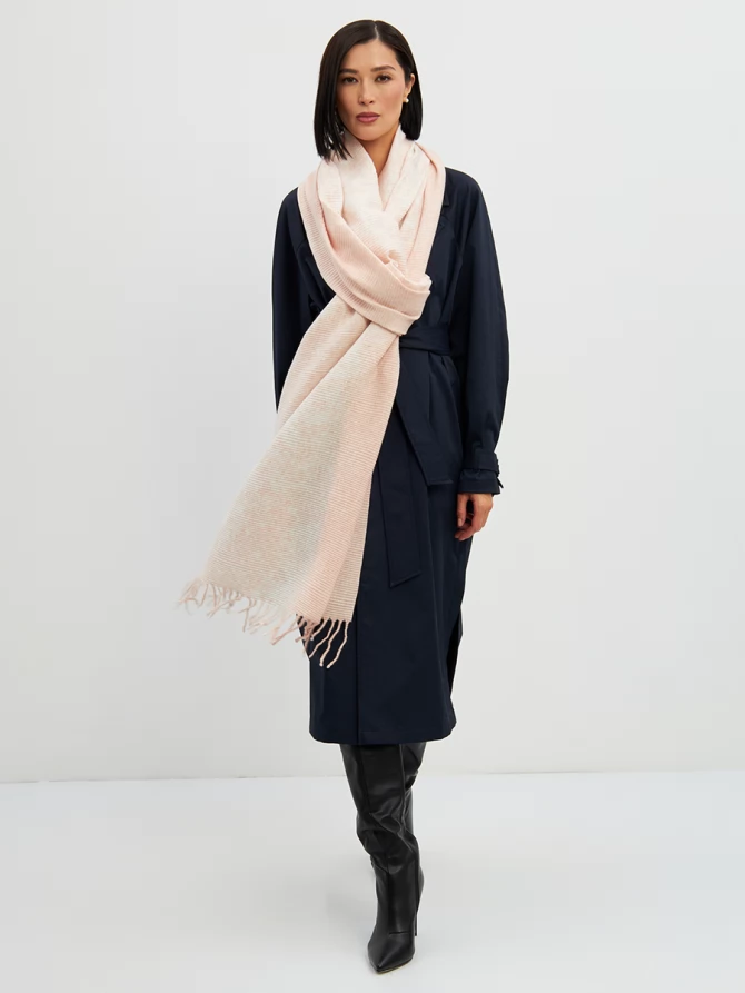 Палантин двусторонний меланжевый с кистями