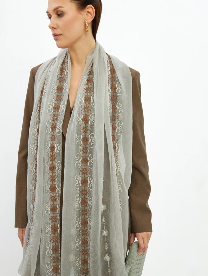 Палантин двусторонний с вышивкой DRK-1452-88