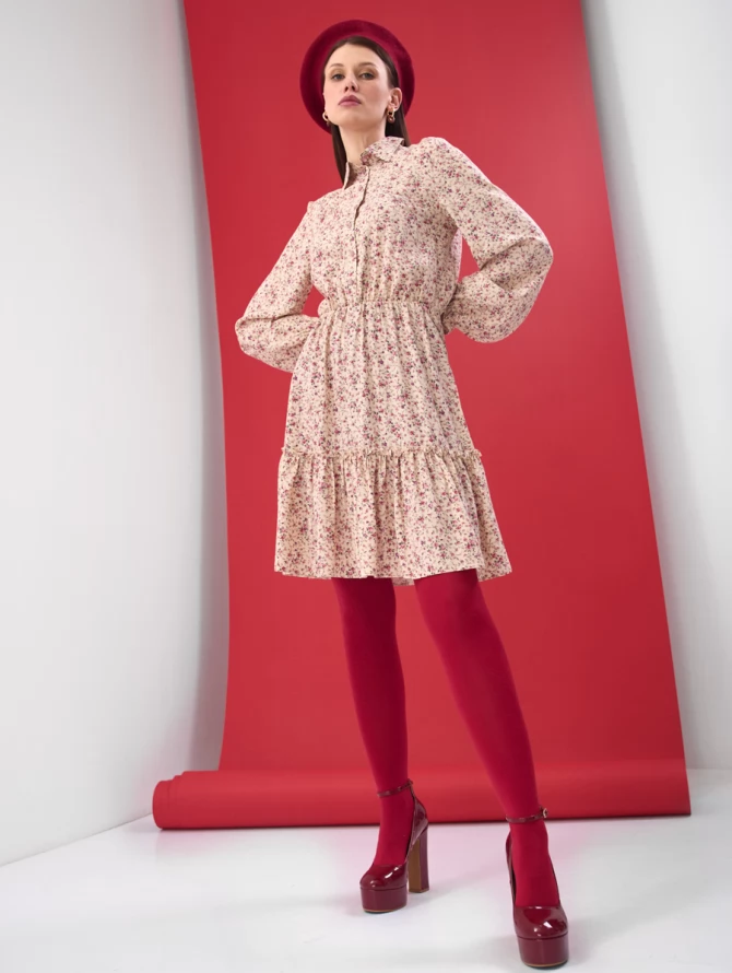 Платье-рубашка с воланом