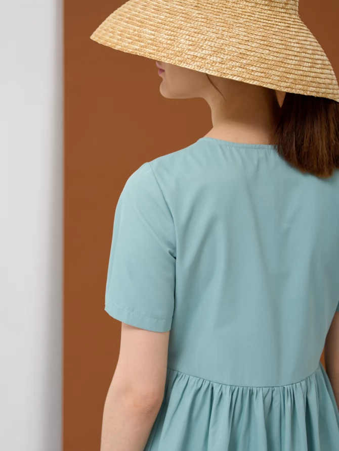 Платье хлопок OD-795-1 с планкой св.зеленое