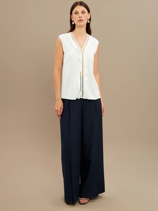 Топ со вставкой из органзы OD-975-1 белый