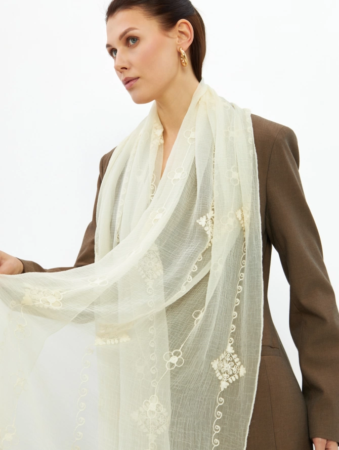 Палантин женский двусторонний с вышивкой DRK-1451-69