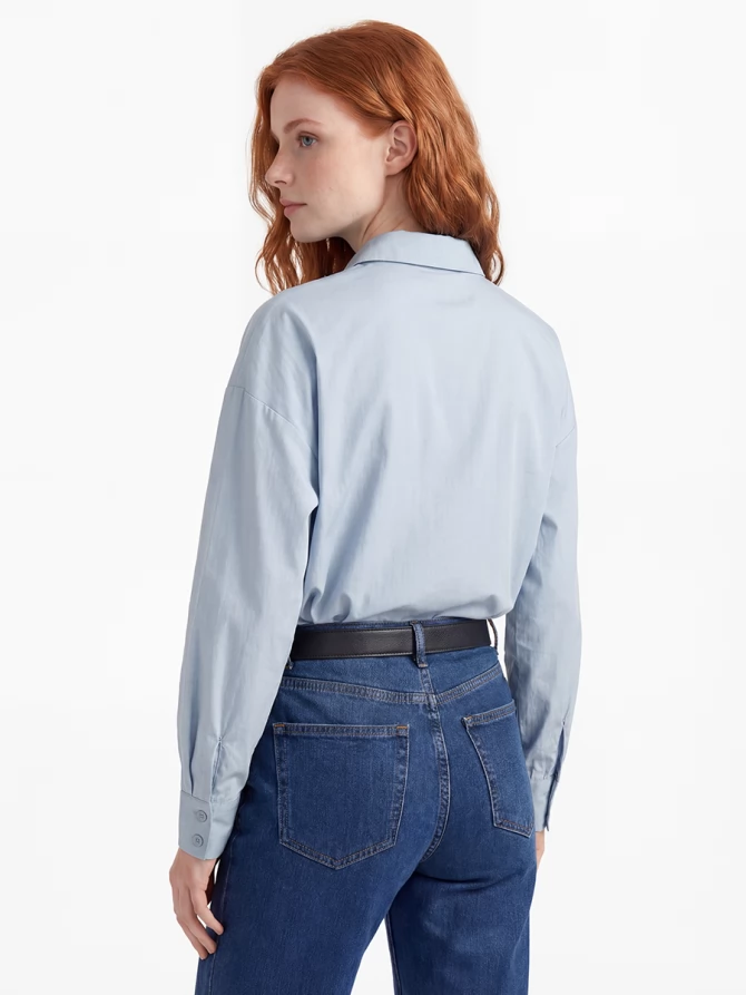 Рубашка со складками  OD-880-2 серо-голубой