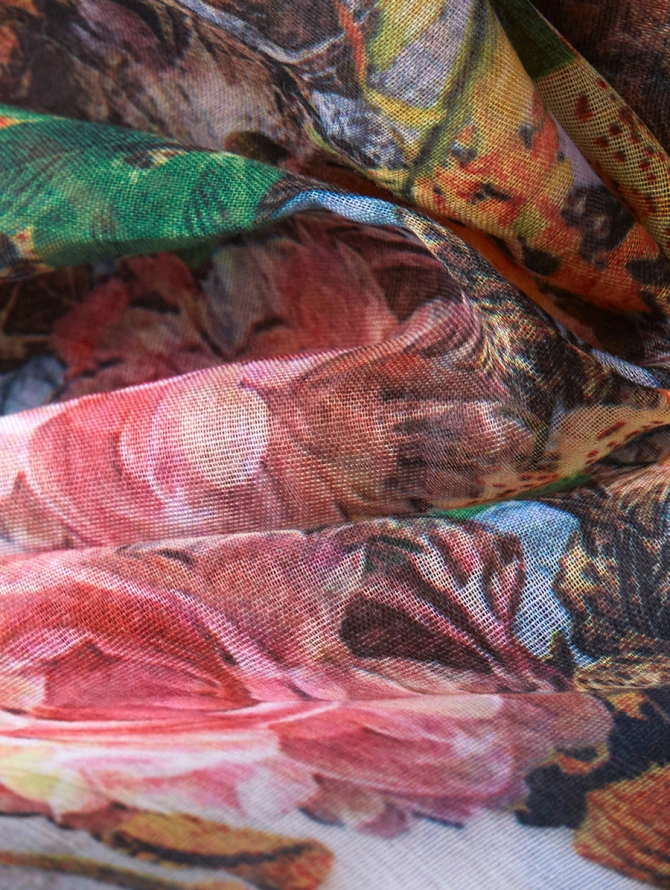 Палантин женский с цветочным принтом KSH16-122-6