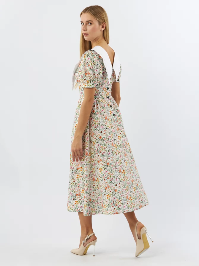 Платьеиз хлопка с большим контрастным воротником OD-935-2