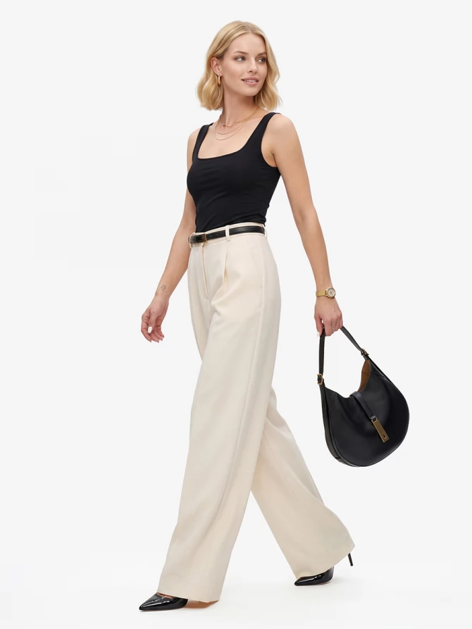 Брюки из костюмной ткани OD-1036-1 молочный