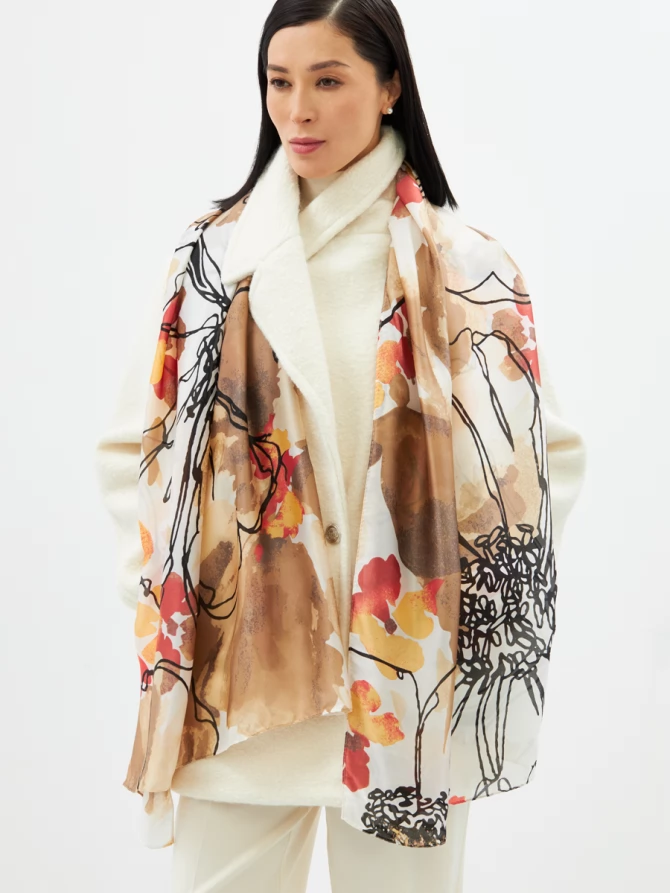 Палантин двусторонний с принтом арт-деко