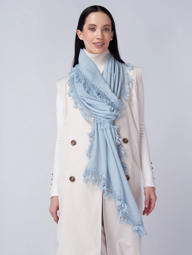 Палантин женский с ажурной бахромой